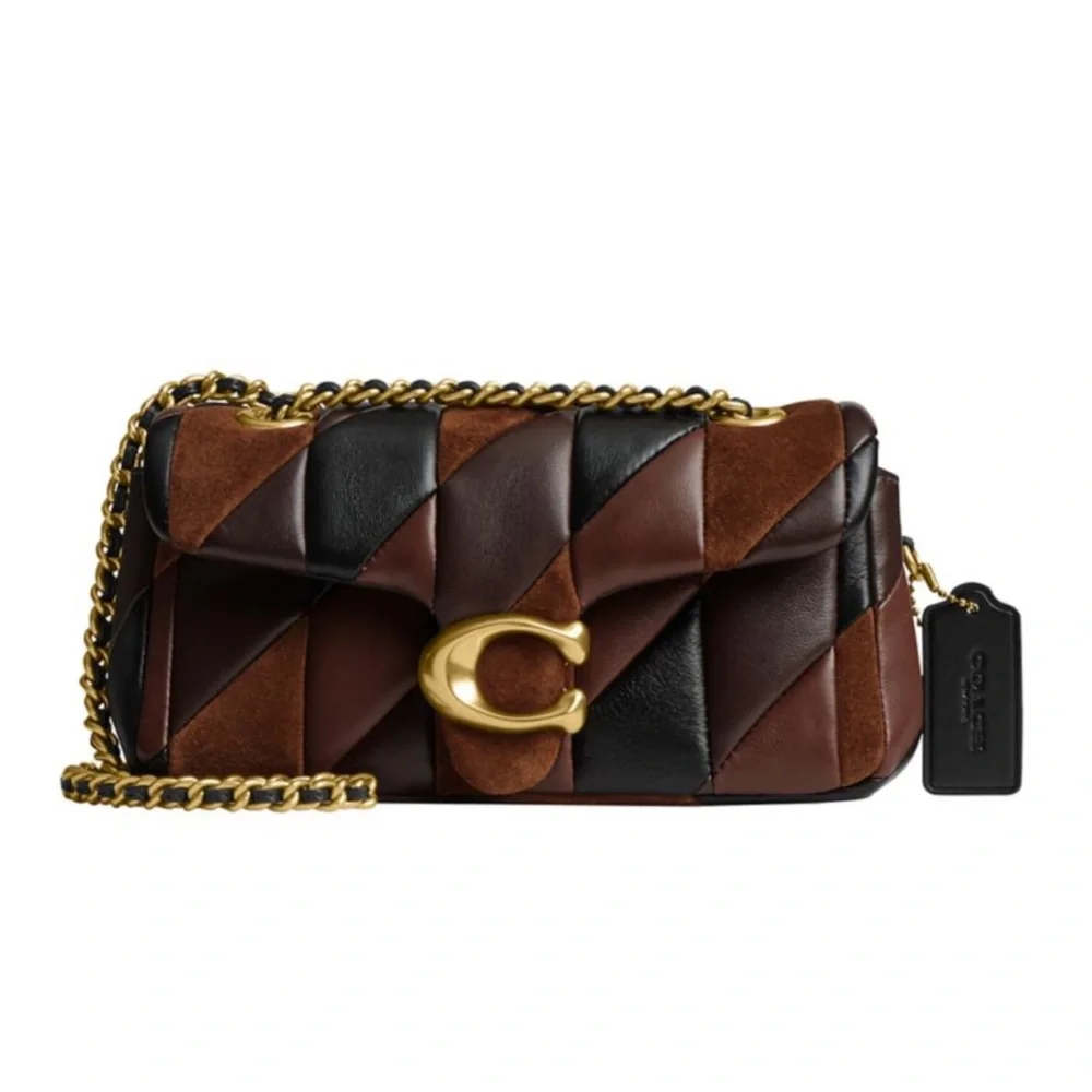 Coach Tabby 20 Patchwork Leather & Suede Shoulder Bag in Brown and Black - Picture 2 of 8